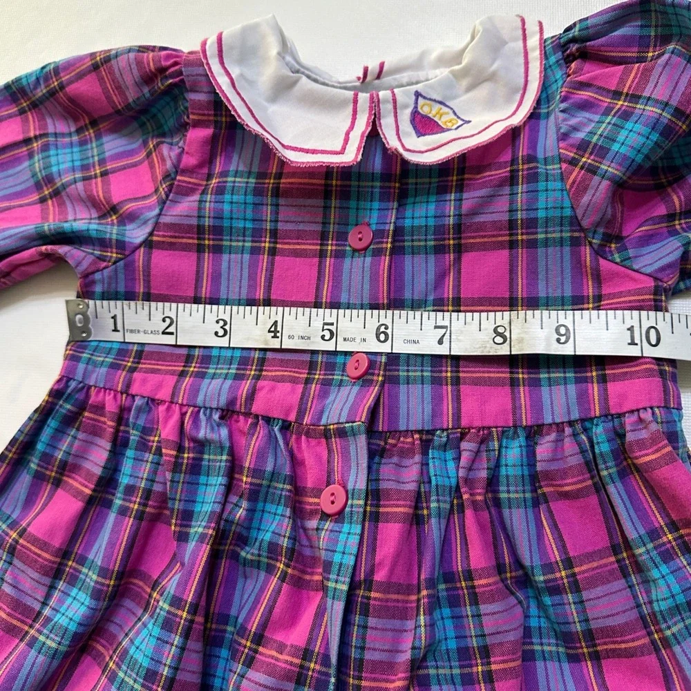 Vintage OshKosh B'gosh Baby Girl‎ Plaid Romper 24M Pink 90s Made in USA Jumpsuit
